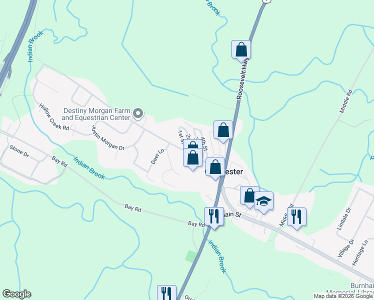 map of restaurants, bars, coffee shops, grocery stores, and more near 14 1st Street in Colchester
