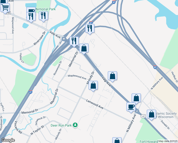 map of restaurants, bars, coffee shops, grocery stores, and more near 1816 Glenview Avenue in Howard