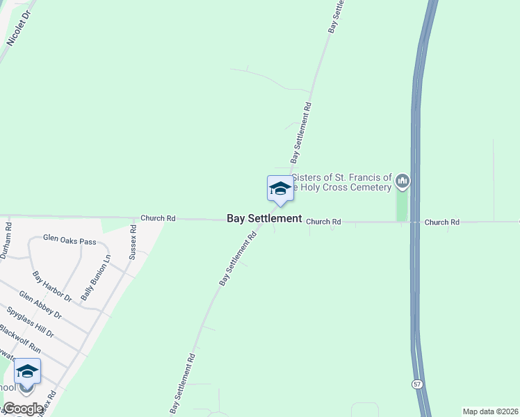 map of restaurants, bars, coffee shops, grocery stores, and more near 3001 Bay Settlement Road in Green Bay
