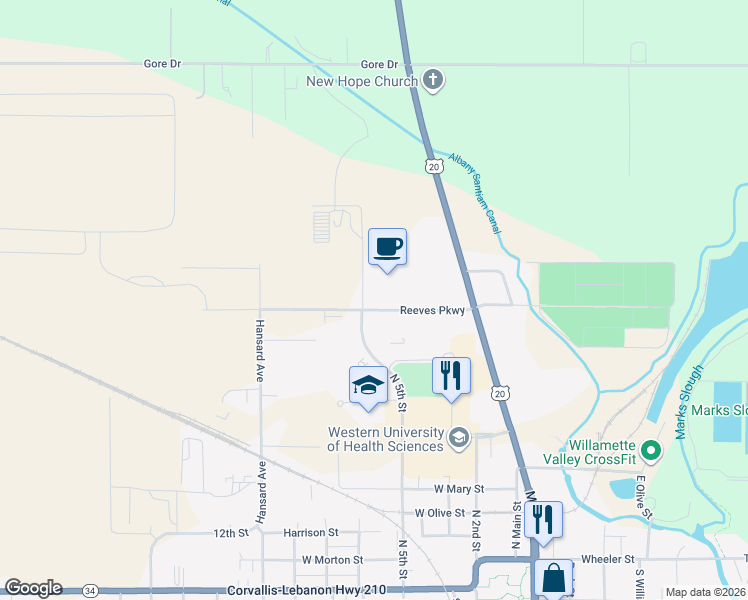 map of restaurants, bars, coffee shops, grocery stores, and more near 701 North 5th Street in Lebanon