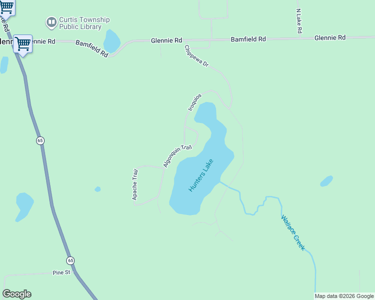 map of restaurants, bars, coffee shops, grocery stores, and more near 3401-3421 Iroquios in Glennie
