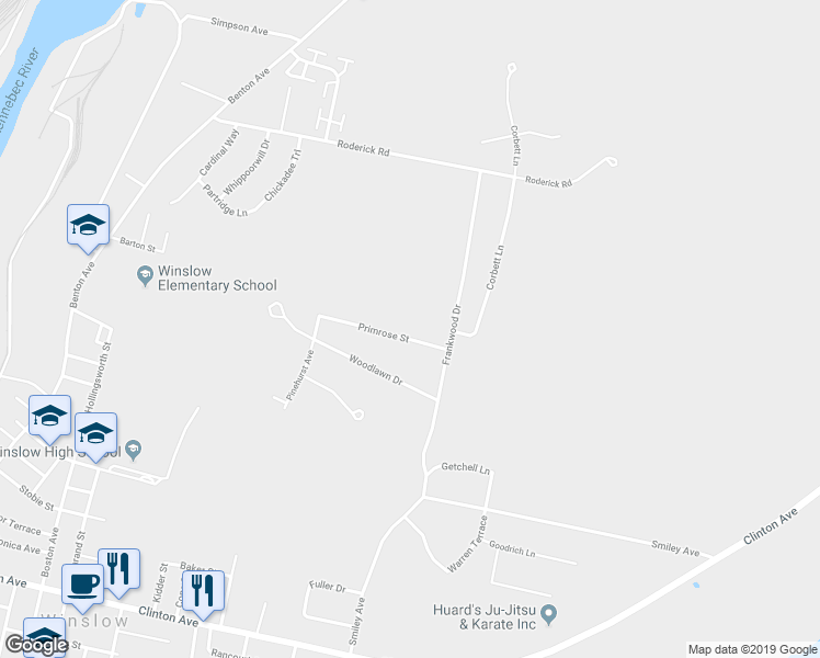 map of restaurants, bars, coffee shops, grocery stores, and more near 3 Primrose Street in Winslow