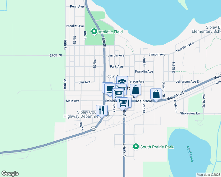 map of restaurants, bars, coffee shops, grocery stores, and more near 514 High Avenue in Gaylord