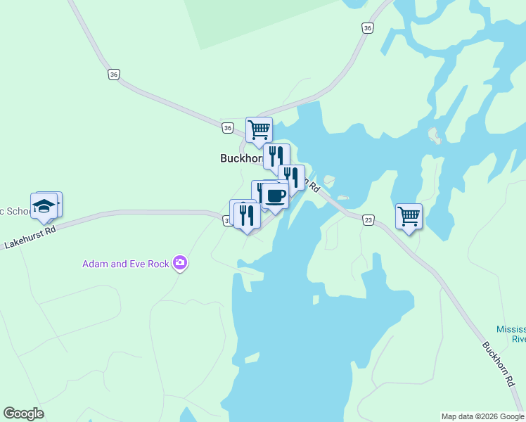 map of restaurants, bars, coffee shops, grocery stores, and more near 1936 Lakehurst Road in Buckhorn