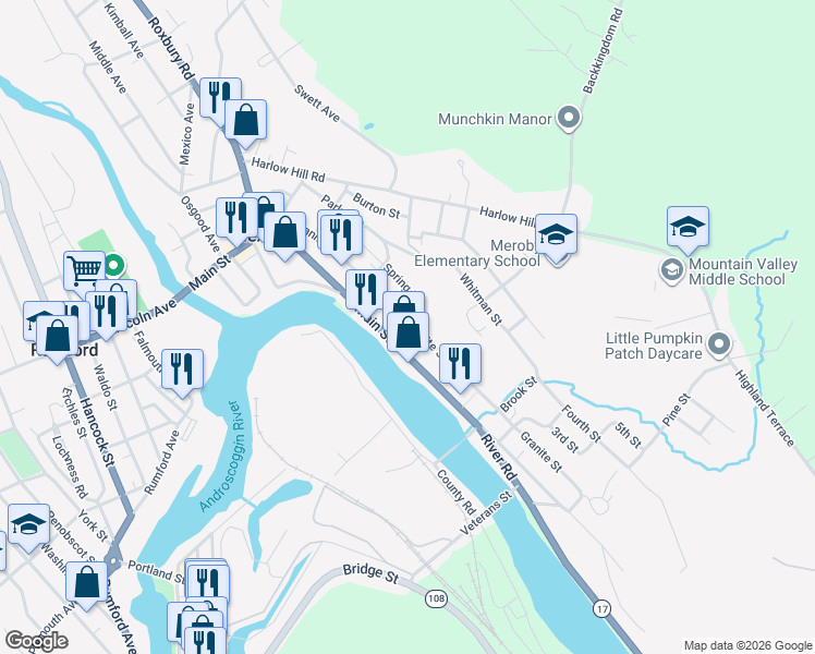 map of restaurants, bars, coffee shops, grocery stores, and more near 88 Granite Street in Mexico
