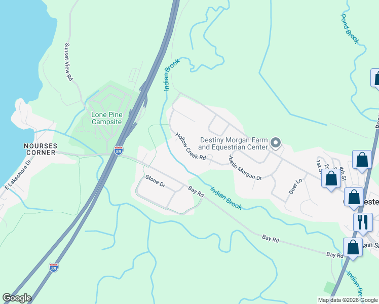 map of restaurants, bars, coffee shops, grocery stores, and more near 201 Hollow Creek Drive in Colchester