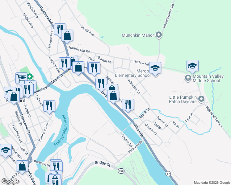 map of restaurants, bars, coffee shops, grocery stores, and more near 88 Granite Street in Mexico