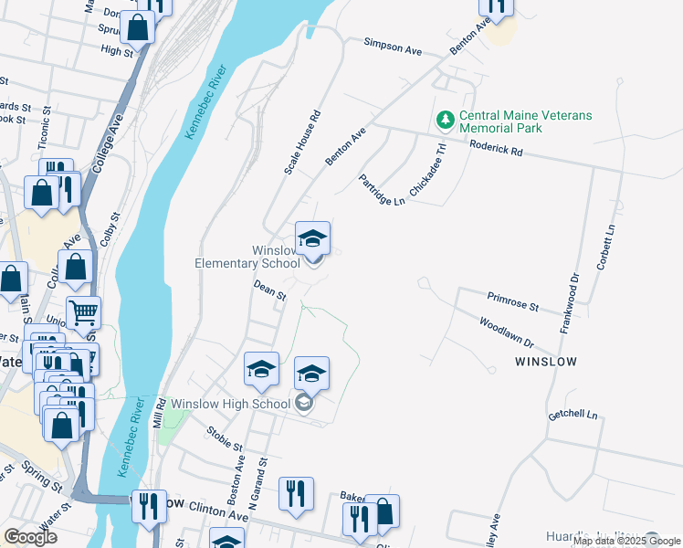 map of restaurants, bars, coffee shops, grocery stores, and more near 285 Benton Avenue in Winslow