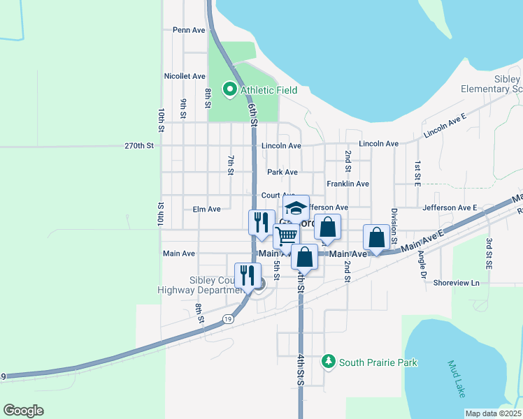 map of restaurants, bars, coffee shops, grocery stores, and more near 514 High Avenue in Gaylord