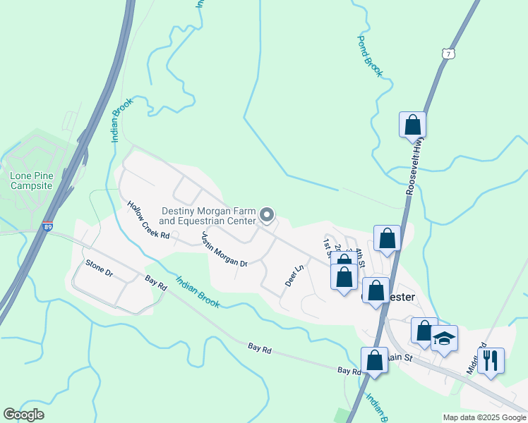 map of restaurants, bars, coffee shops, grocery stores, and more near 452 Creek Farm Road in Colchester