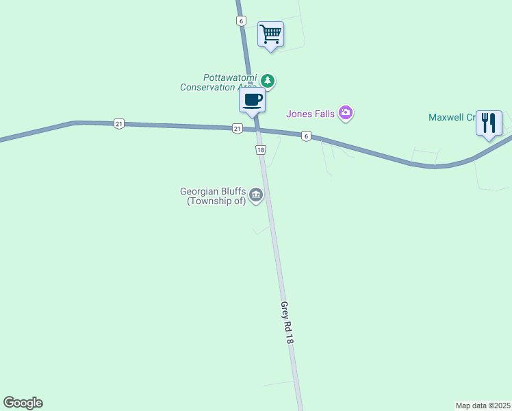 map of restaurants, bars, coffee shops, grocery stores, and more near 177964 Grey County Road 18 in Owen Sound