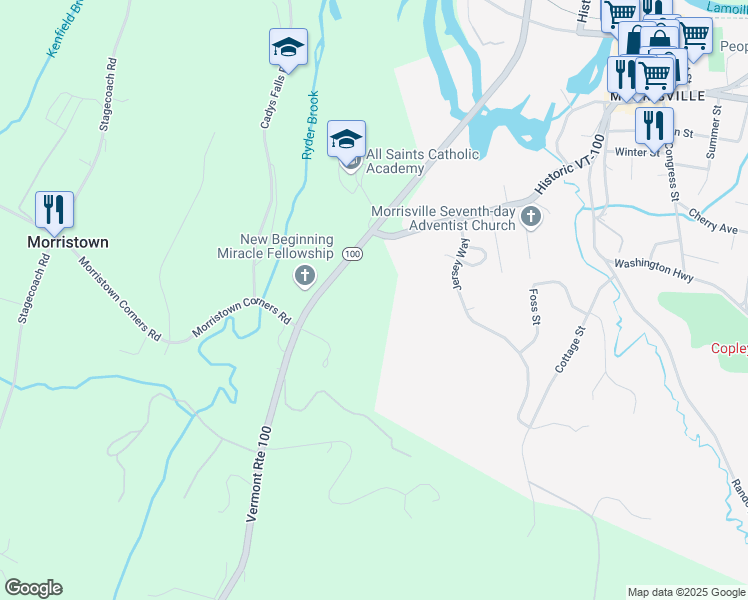 map of restaurants, bars, coffee shops, grocery stores, and more near 641 Jersey Heights in Morristown