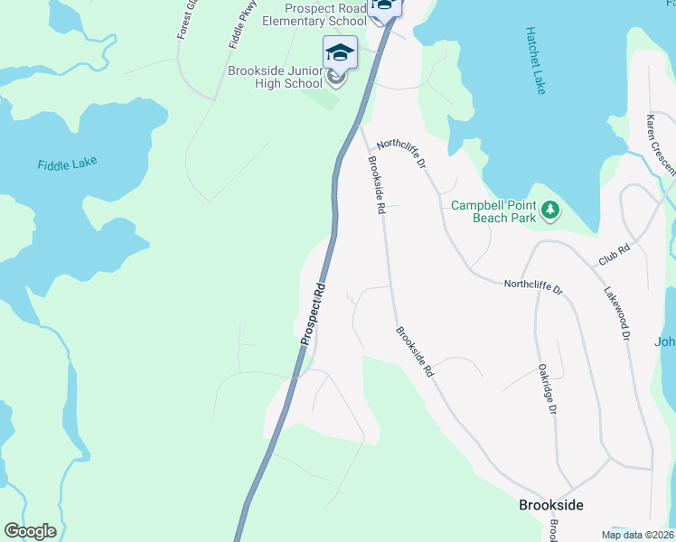 map of restaurants, bars, coffee shops, grocery stores, and more near 2396 Prospect Road in Hatchet Lake