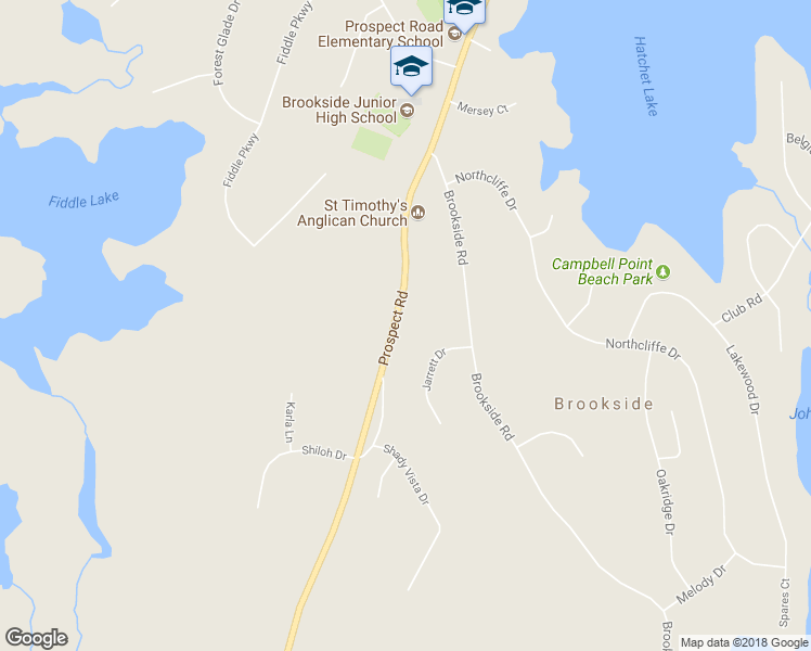 map of restaurants, bars, coffee shops, grocery stores, and more near 2396 Prospect Road in Hatchet Lake