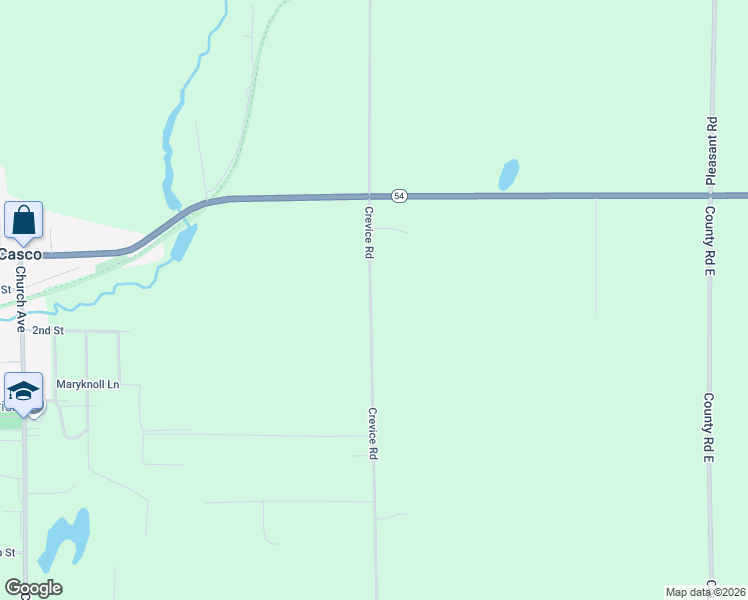 map of restaurants, bars, coffee shops, grocery stores, and more near 6412 Crevice Road in Casco