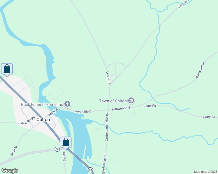 map of restaurants, bars, coffee shops, grocery stores, and more near 126 Colton-Parishville Rd in Colton