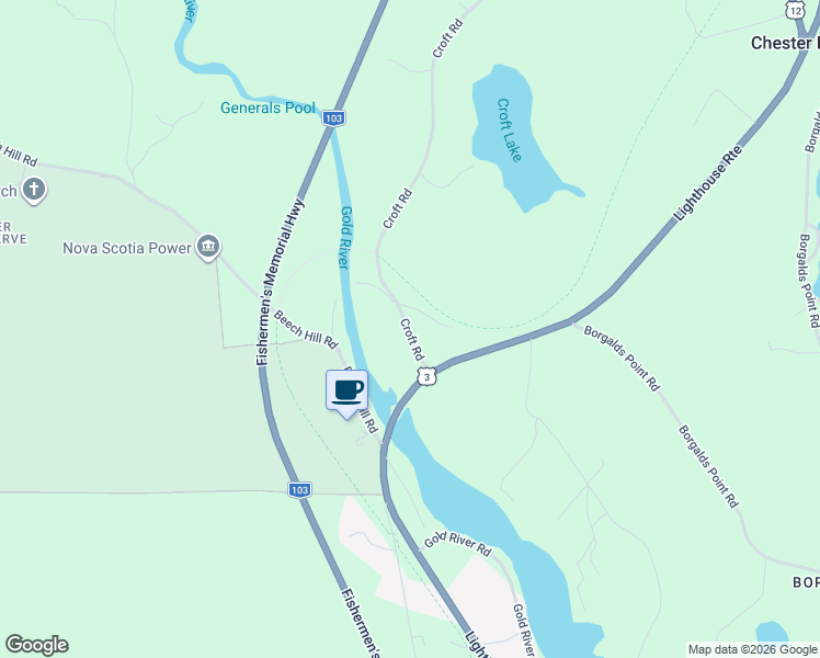map of restaurants, bars, coffee shops, grocery stores, and more near 415 Croft Road in Chester Basin