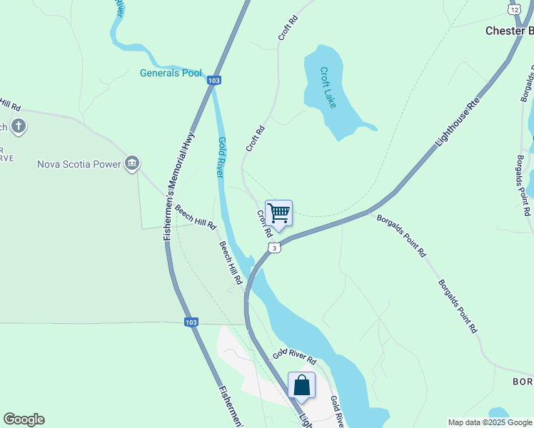 map of restaurants, bars, coffee shops, grocery stores, and more near 415 Croft Road in Chester Basin