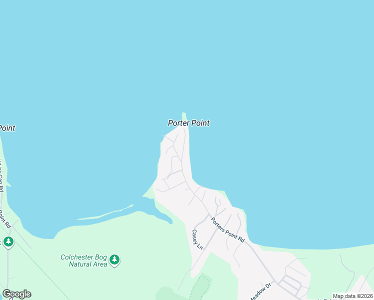 map of restaurants, bars, coffee shops, grocery stores, and more near 2170 Porters Point Road in Colchester