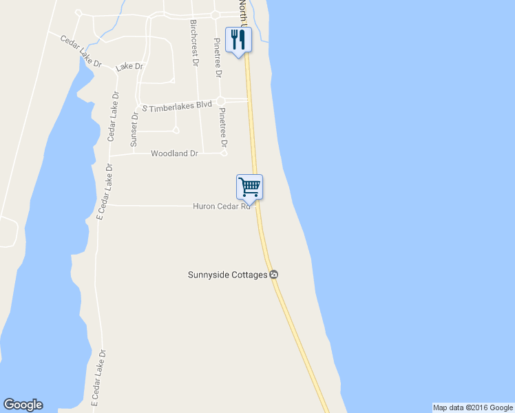 map of restaurants, bars, coffee shops, grocery stores, and more near 4959 Huron Cedar Road in Greenbush