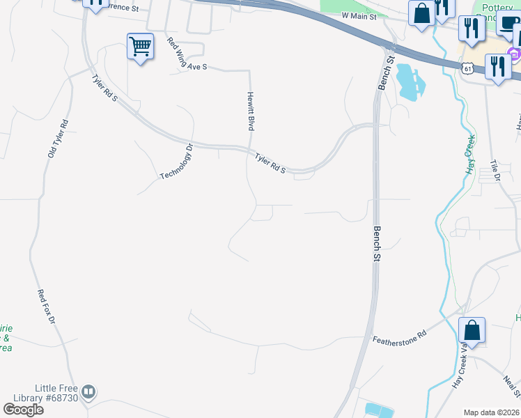 map of restaurants, bars, coffee shops, grocery stores, and more near 2754 Ridgeview Drive in Red Wing