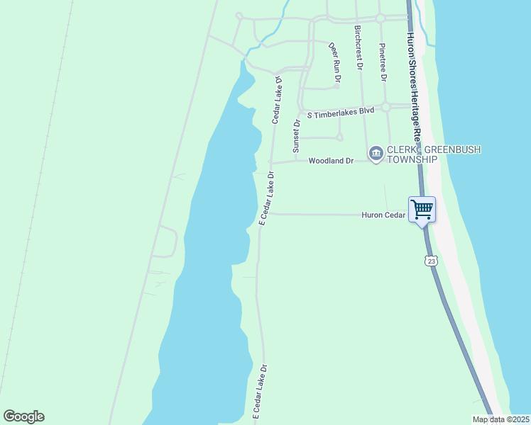 map of restaurants, bars, coffee shops, grocery stores, and more near 3461 E Cedar Lake Dr in Greenbush