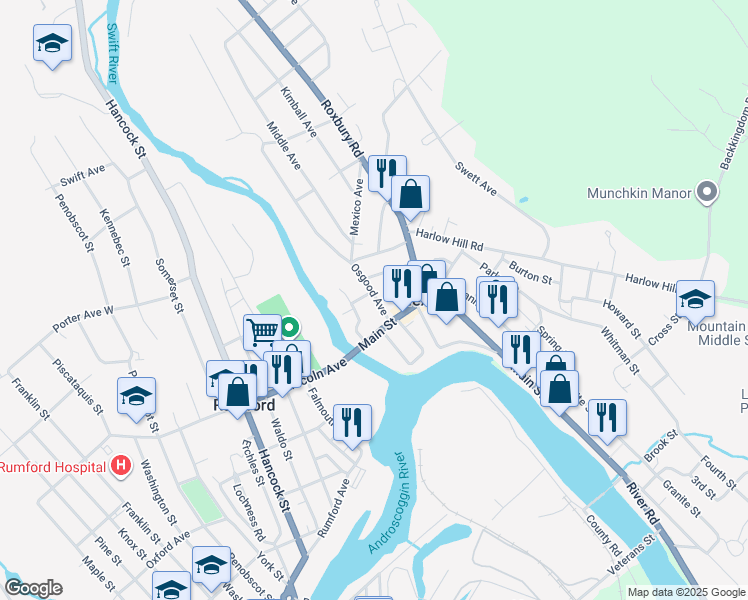 map of restaurants, bars, coffee shops, grocery stores, and more near 14 Osgood Avenue in Mexico