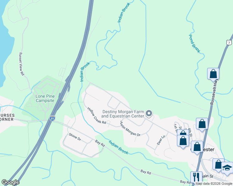 map of restaurants, bars, coffee shops, grocery stores, and more near 694 Creek Farm Road in Colchester