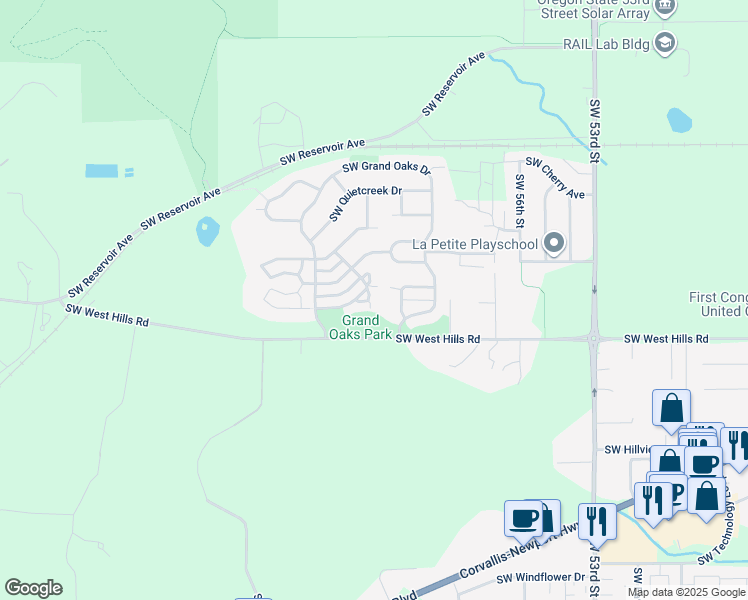 map of restaurants, bars, coffee shops, grocery stores, and more near 6242 Southwest Trellis Circle in Corvallis