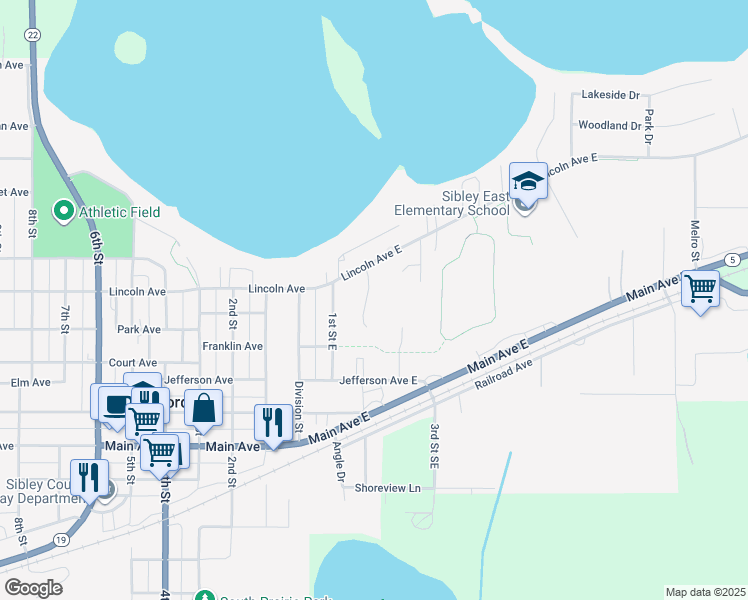 map of restaurants, bars, coffee shops, grocery stores, and more near 554 Kar-Mil Place in Gaylord