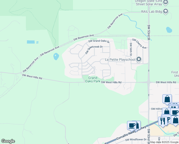 map of restaurants, bars, coffee shops, grocery stores, and more near 6263 Southwest Trellis Circle in Corvallis