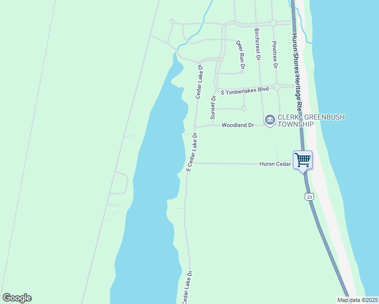 map of restaurants, bars, coffee shops, grocery stores, and more near 3373-3461 East Cedar Lake Drive in Greenbush