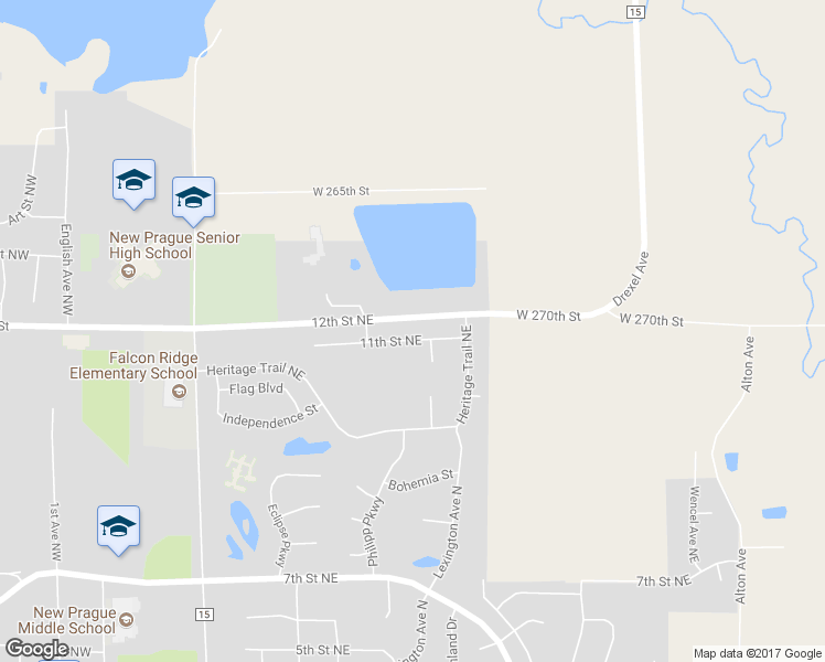 map of restaurants, bars, coffee shops, grocery stores, and more near 711 11th Street Northeast in New Prague