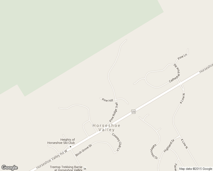 map of restaurants, bars, coffee shops, grocery stores, and more near 15 Pine Ridge Trail in Barrie