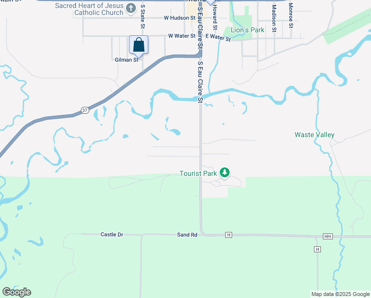 map of restaurants, bars, coffee shops, grocery stores, and more near 755 South Eau Claire Street in Mondovi