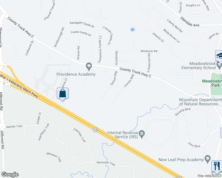 map of restaurants, bars, coffee shops, grocery stores, and more near 634 Sunset Ridge in Howard