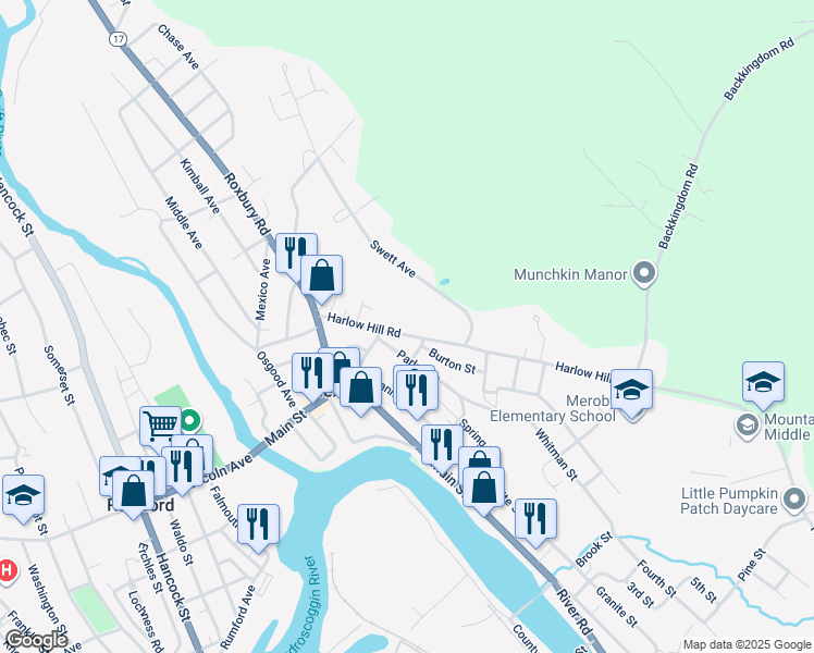 map of restaurants, bars, coffee shops, grocery stores, and more near 37 Harlow Hill Road in Mexico