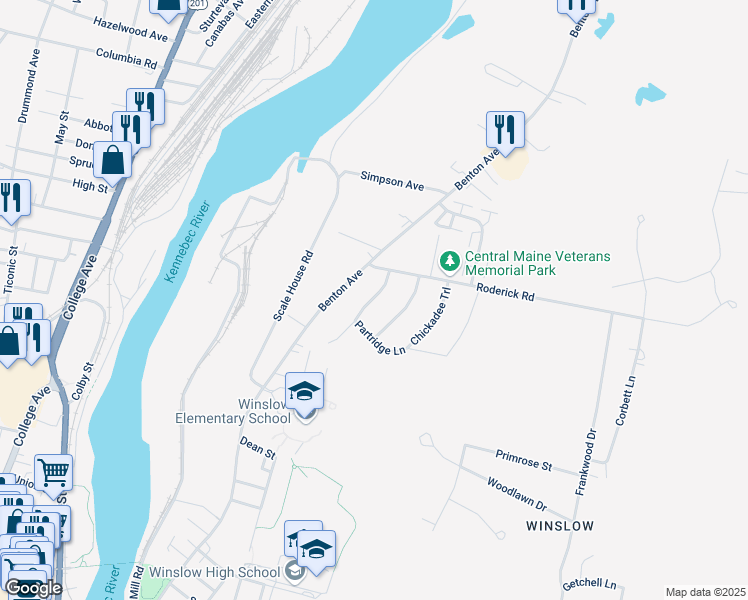 map of restaurants, bars, coffee shops, grocery stores, and more near 15 Cardinal Way in Winslow