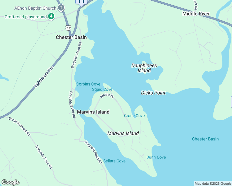 map of restaurants, bars, coffee shops, grocery stores, and more near 6 Mary Lane in Marvins Island