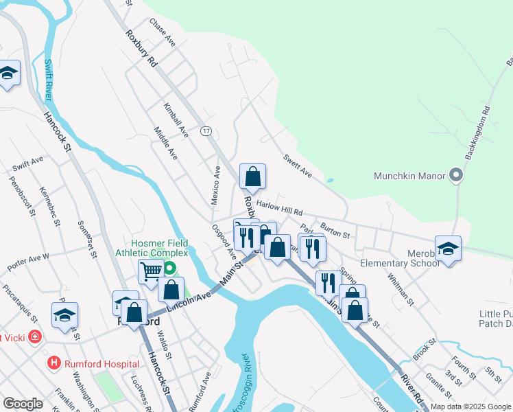 map of restaurants, bars, coffee shops, grocery stores, and more near 6 Harlow Hill Road in Mexico