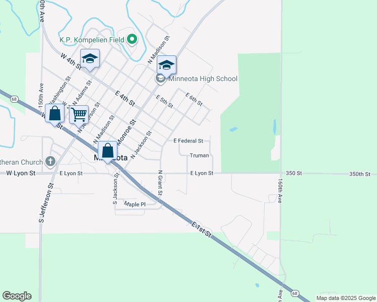 map of restaurants, bars, coffee shops, grocery stores, and more near 504 Truman in Minneota