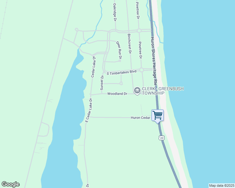 map of restaurants, bars, coffee shops, grocery stores, and more near 5044-5062 Woodland Drive in Greenbush