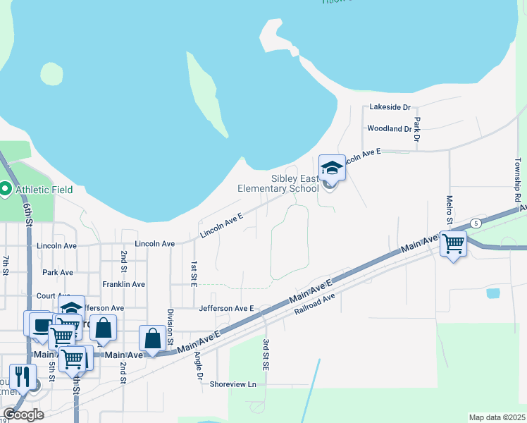 map of restaurants, bars, coffee shops, grocery stores, and more near 229 Lincoln Avenue East in Gaylord