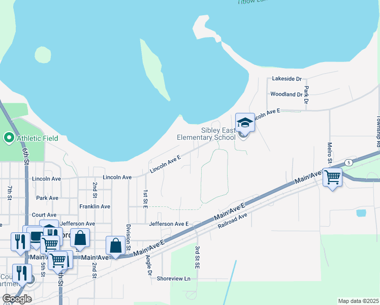 map of restaurants, bars, coffee shops, grocery stores, and more near 229 Lincoln Avenue East in Gaylord