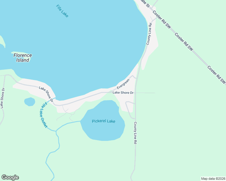 map of restaurants, bars, coffee shops, grocery stores, and more near 11900-11998 Lake Shore Drive in Fife Lake