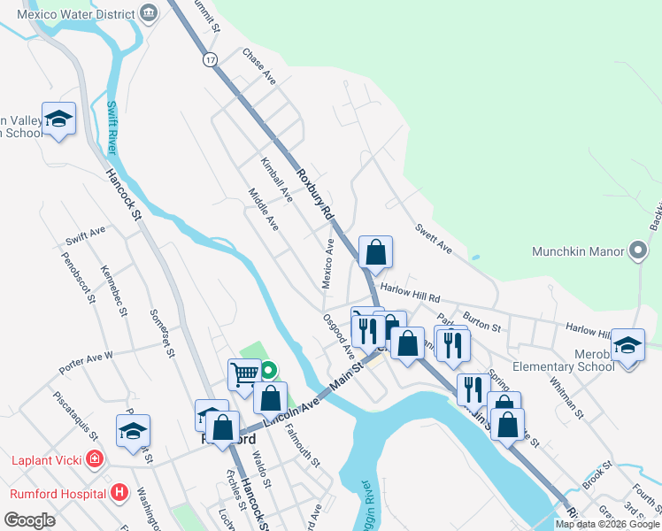 map of restaurants, bars, coffee shops, grocery stores, and more near 14 Mexico Avenue in Mexico