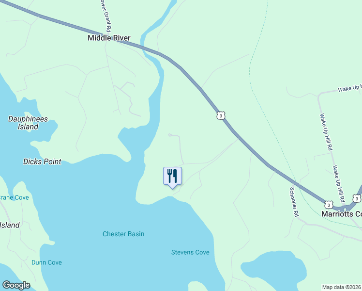 map of restaurants, bars, coffee shops, grocery stores, and more near 26 Rocky Run in Chester Basin