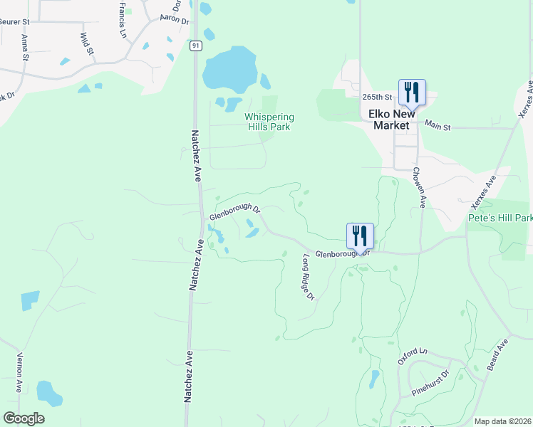 map of restaurants, bars, coffee shops, grocery stores, and more near 9362 Glenborough Drive in Elko New Market