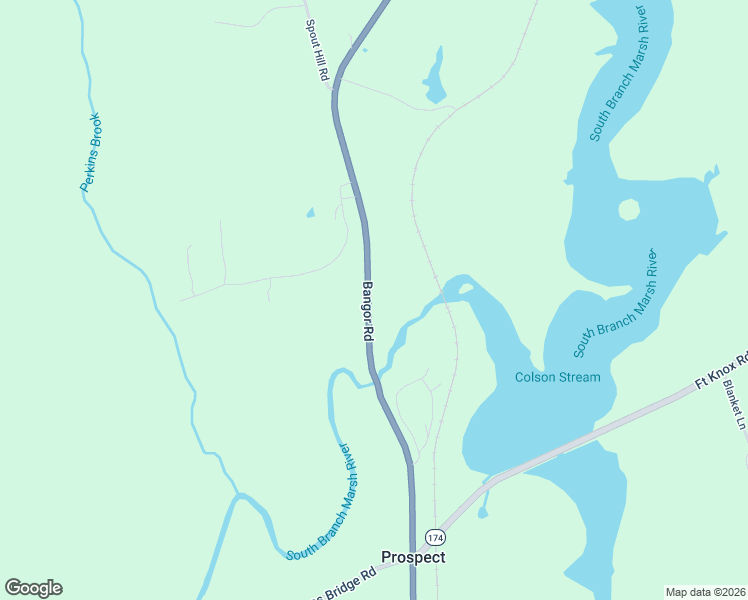 map of restaurants, bars, coffee shops, grocery stores, and more near 1044 Bangor Road in Prospect