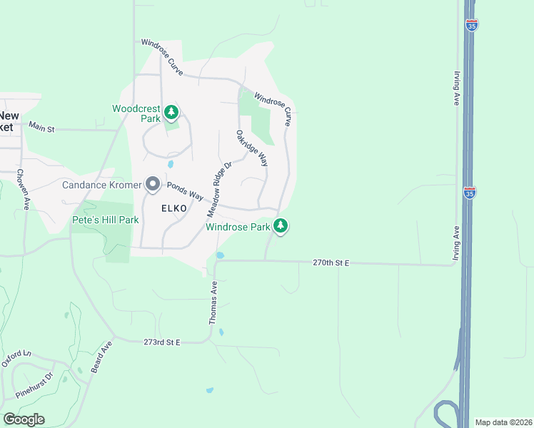 map of restaurants, bars, coffee shops, grocery stores, and more near 10415 Ponds Way in Elko New Market